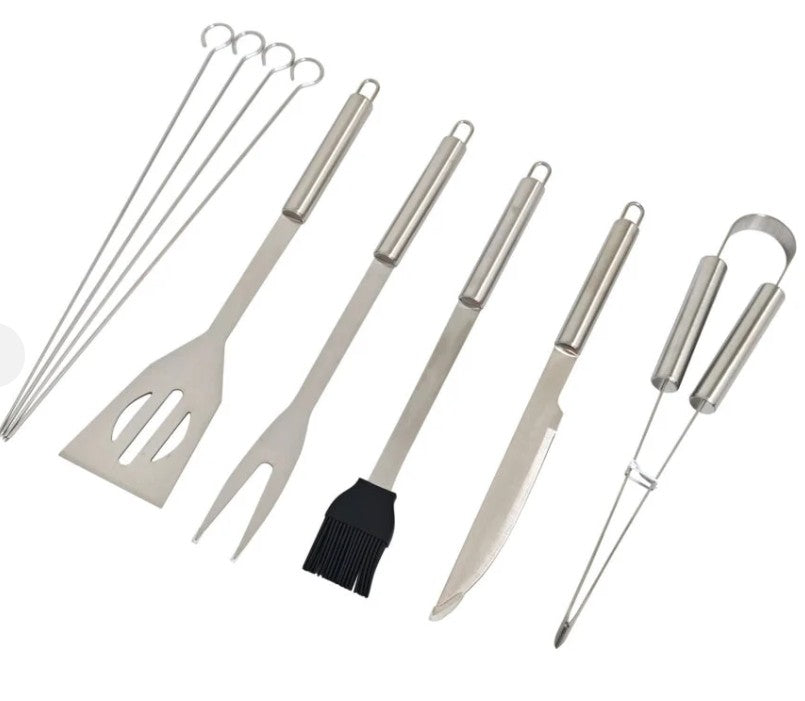 9-Piece Stainless Steel Barbecue Utensil Set – Soft Case, Elegant and Easy to Carry